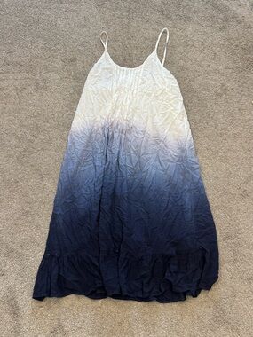 Ombre Dip-Dye Sleeveless Maxi Dress - White to Navy mystree net size Large